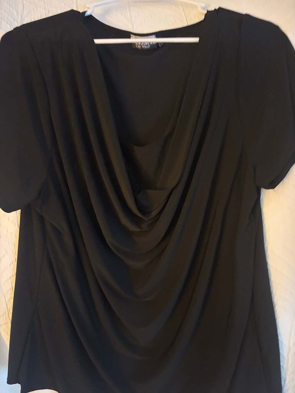 American City Wear Black Cowl Neck Short Sleeve Plus Size Blouse 3X